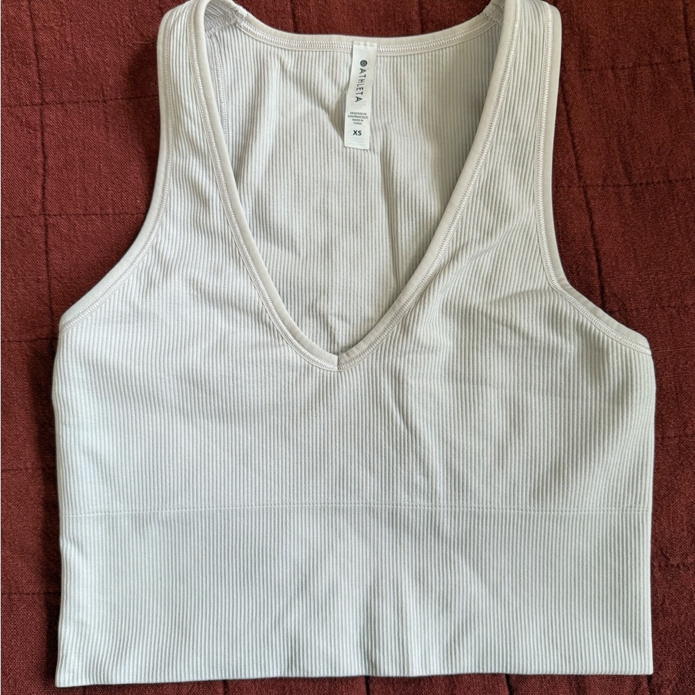 Athleta Cream Ribbed Tank Top